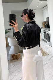 Siyah Basic Premium Saten Gömlek SY-3684-Siyah