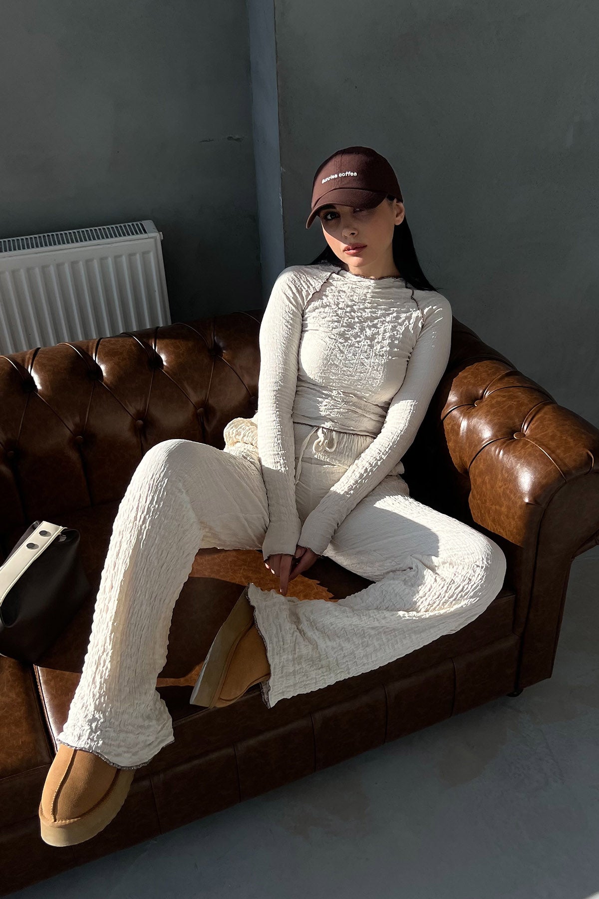 Taş Rengi Dokulu Bahar Basic Rahat Takım SY-2953-Taş