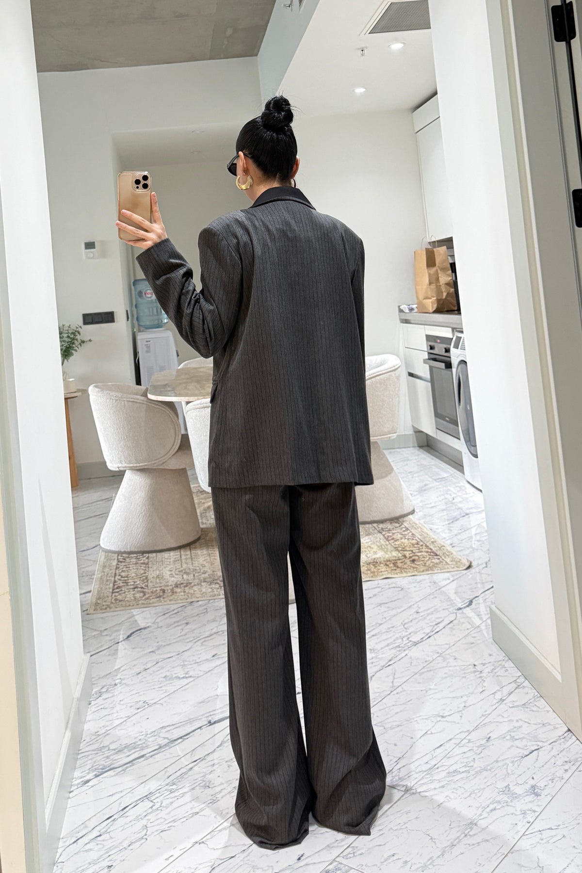 Çizgili Antrasit Ceket ve Pantolon Takım SY-3562-Antasit