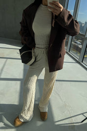 Taş Rengi Dokulu Bahar Basic Rahat Takım SY-2953-Taş