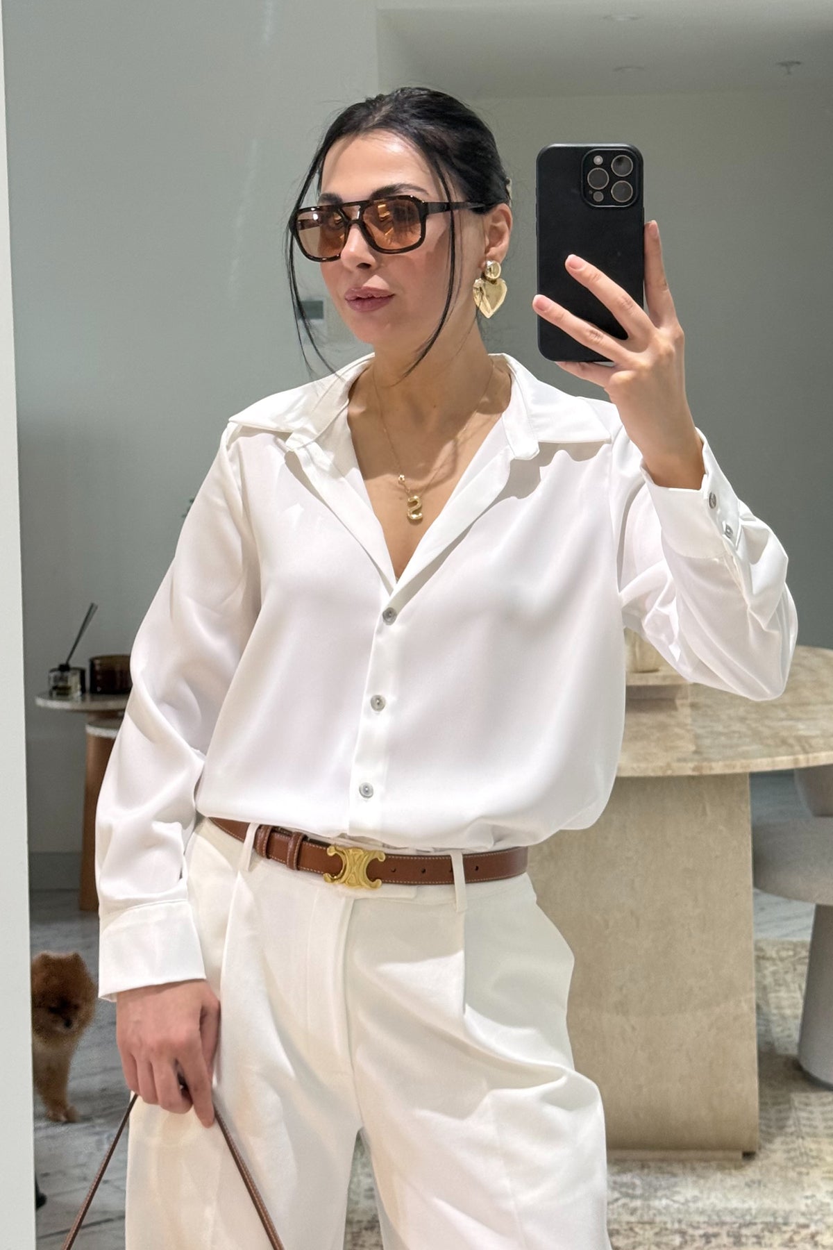 Beyaz Basic Premium Saten Gömlek SY-3684-Beyaz