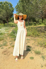 Bej Sırt Dekolteli Fisto Elbise SY-3185