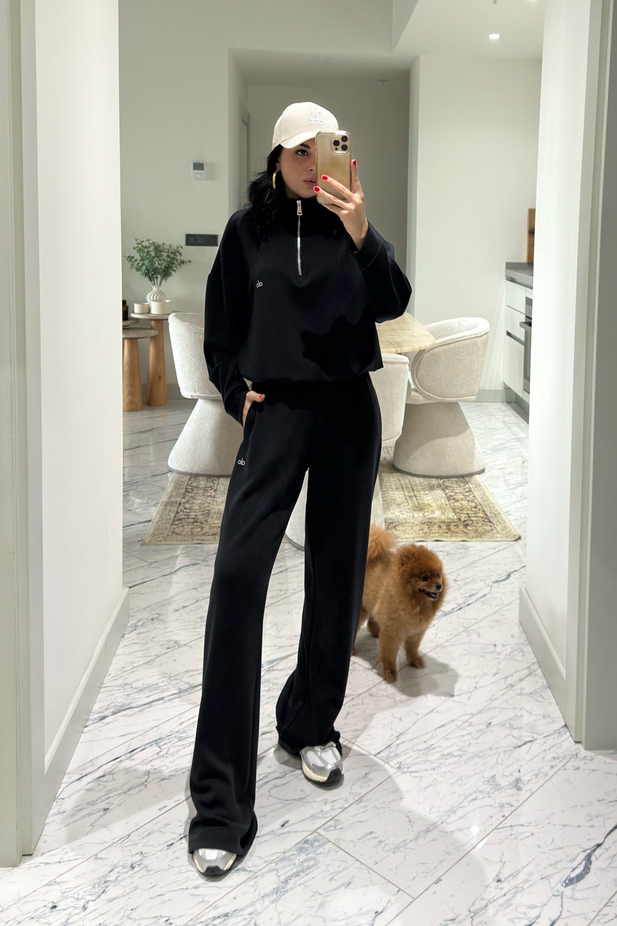 Siyah Yarım Fermuarlı Kamyoner Yaka Modal Takım SY-3587-Siyah