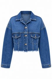 Koyu Mavi Crop Kot Ceket SY-2428-Koyu Mavi