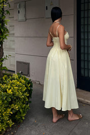 Sarı Marino Göğüs Kulplu Elbise SY-3173-Sarı