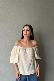 Bej Balon Kol Bluz SY-1792-Bej