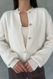 Krem Anvaya Crop Hırka İkili Triko Takım SY-2662-Krem