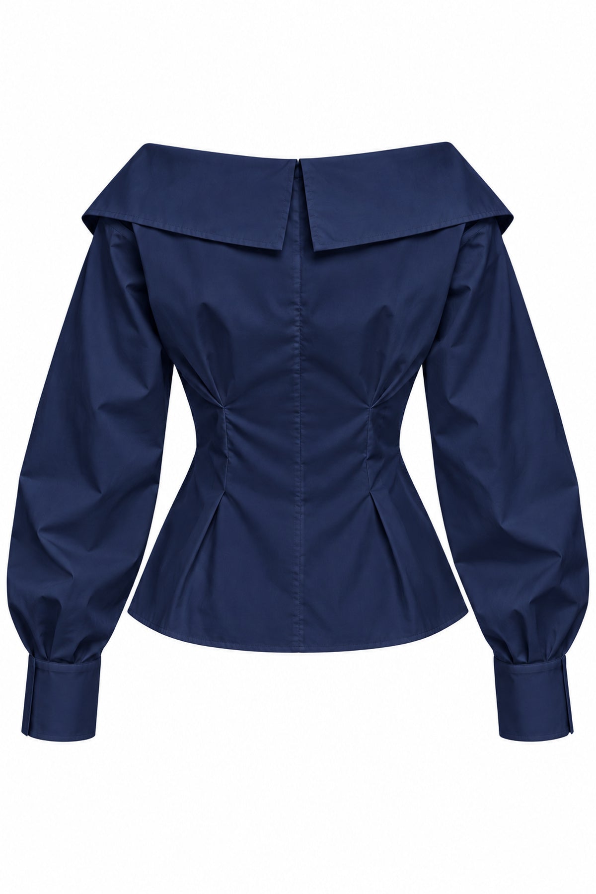 Çapraz Düğmeli Pile Detaylı Lacivert Poplin Gömlek SY-3881-Lacivert