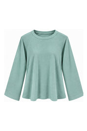 Mint Bisiklet Yaka Yumuşak Dokulu Oversize Sweatshirt SY-3911-Mint