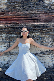 Beyaz Askılı Fisto Mini Elbise SY-0803-Beyaz