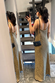 Halter Yaka Nakış İşlemeli Haki Elbise SY-3702-Haki