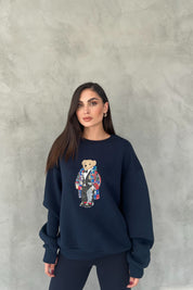 Lacivert Teddy Bear Baskılı Sweatshirt SY-2682-Lacivert