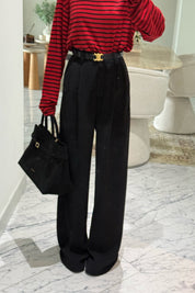 Siyah Kadın Yüksek Bel Pileli Palazzo Pantolon SY-3646-Siyah