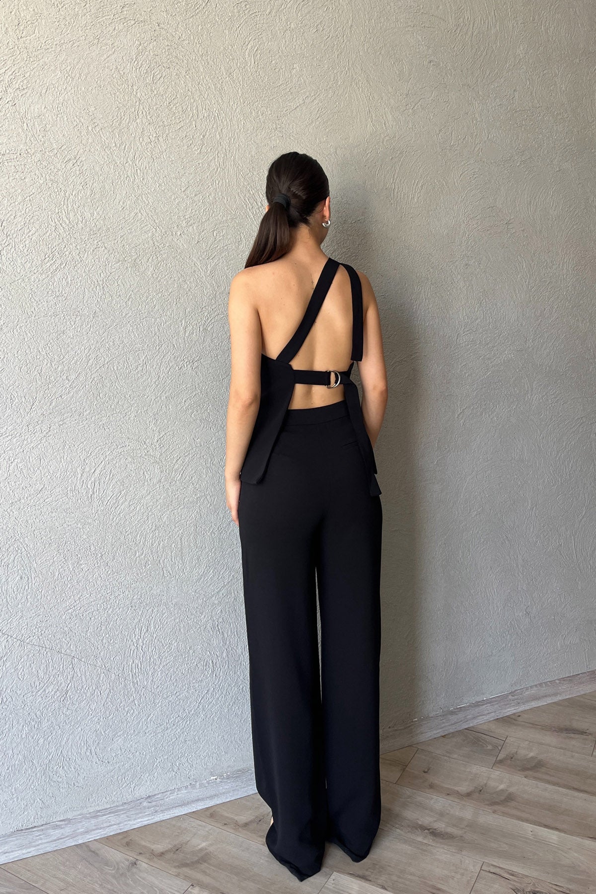 Siyah Pileli Tek Arka Cep Detaylı Pantolon SY-2343-Siyah