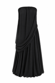 Siyah Straplez Top & Balon Midi Etek İkili Takım SY-3819-Siyah