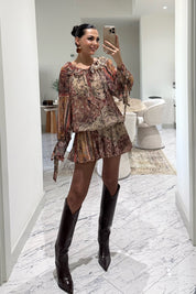 Renkli Desenli Sanremo Mini Tasarım Elbise SY-3539-Renkli