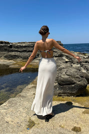 Bej Merserize Yırtmaçlı Çan Etek SY-0792-Bej