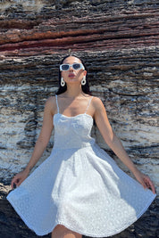 Beyaz Askılı Fisto Mini Elbise SY-0803-Beyaz