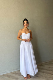 Beyaz Siena Göğüs Kulplu Elbise SY-2282-Beyaz