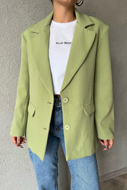 Yeşil Düğmeli Blazer Ceket SY-1520-Yeşil