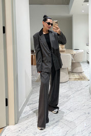 Çizgili Antrasit Ceket ve Pantolon Takım SY-3562-Antasit
