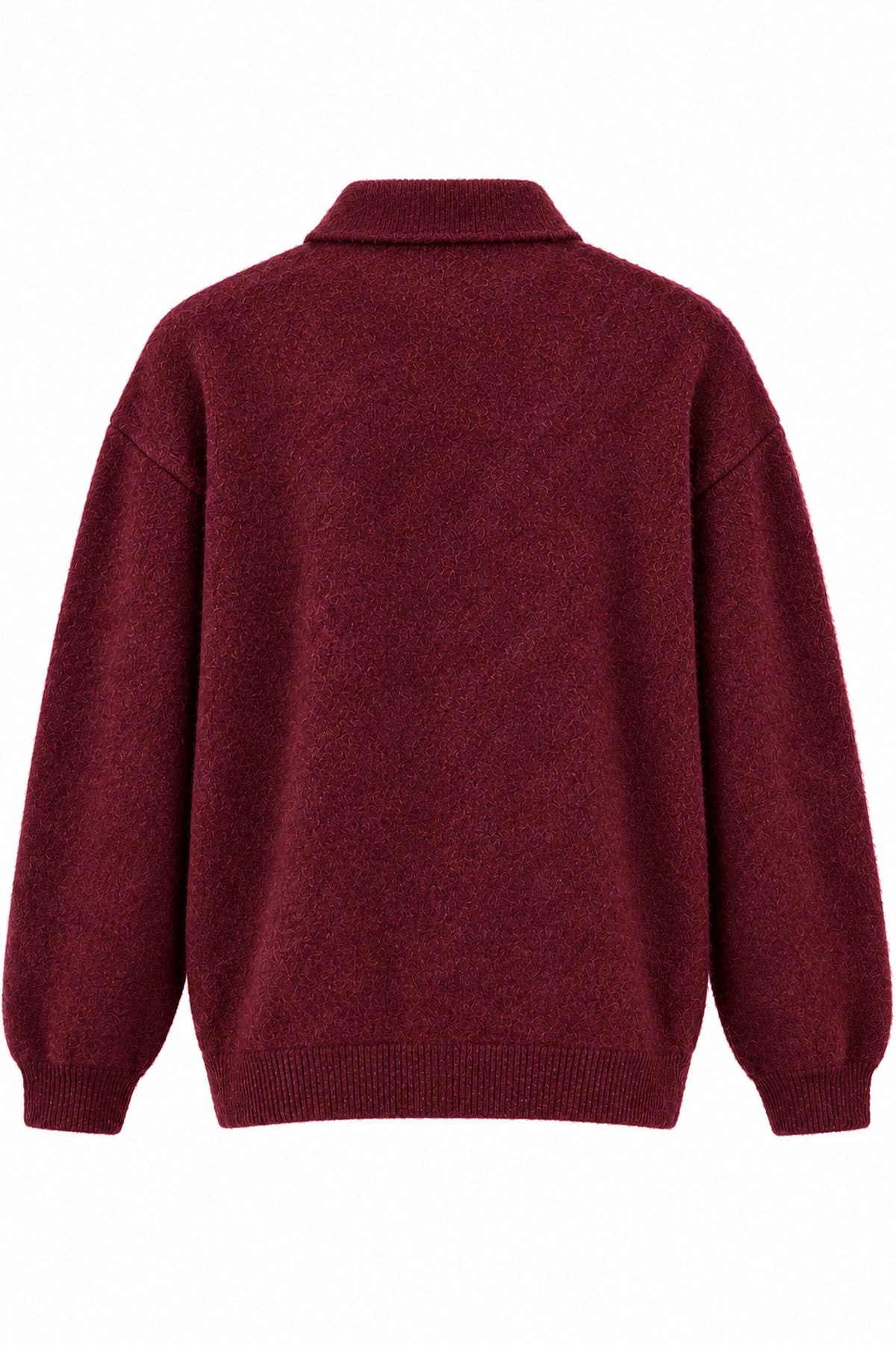 Bordo Polo Yaka Kadın Triko Kazak SY-3916-Bordo