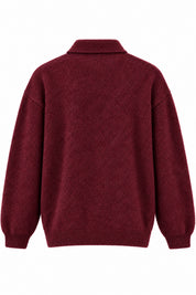 Bordo Polo Yaka Kadın Triko Kazak SY-3916-Bordo