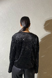 Siyah Pullu Astarlı Yuvarlak Yaka Ceket SY-1383-Siyah