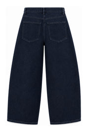 Lacivert Ortadan Dikişli Geniş Paça Kot Pantolon SY-3915-Lacivert