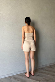 Bej Pile Detay Saten Şort SY-2583-Bej