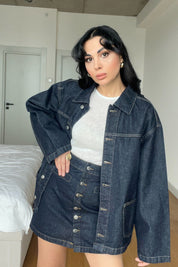 Lacivert Fleto Cepli Kot Etek SY-2990-Lacivert