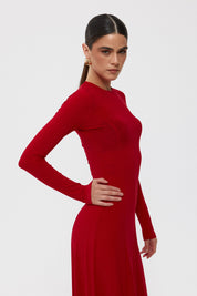 Kırmızı Uzun Kollu Blaivs İspanyol Elbise SY-2424-Kırmızı