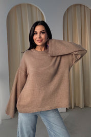 Vizon Bisiklet Yaka Oversize Pinterest Triko Kazak SY-3343-Vizon