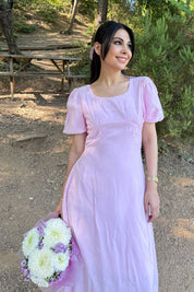 Pembe Göğüs Büzgülü Elbise SY-3235-Pembe