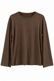Kahve Bisiklet Yaka Oversize Basic Bluz SY-3899-Kahverengi