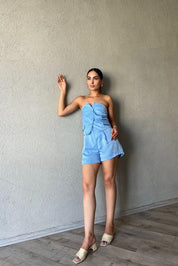 Mavi Saten Büstiyer SY-2870-Mavi