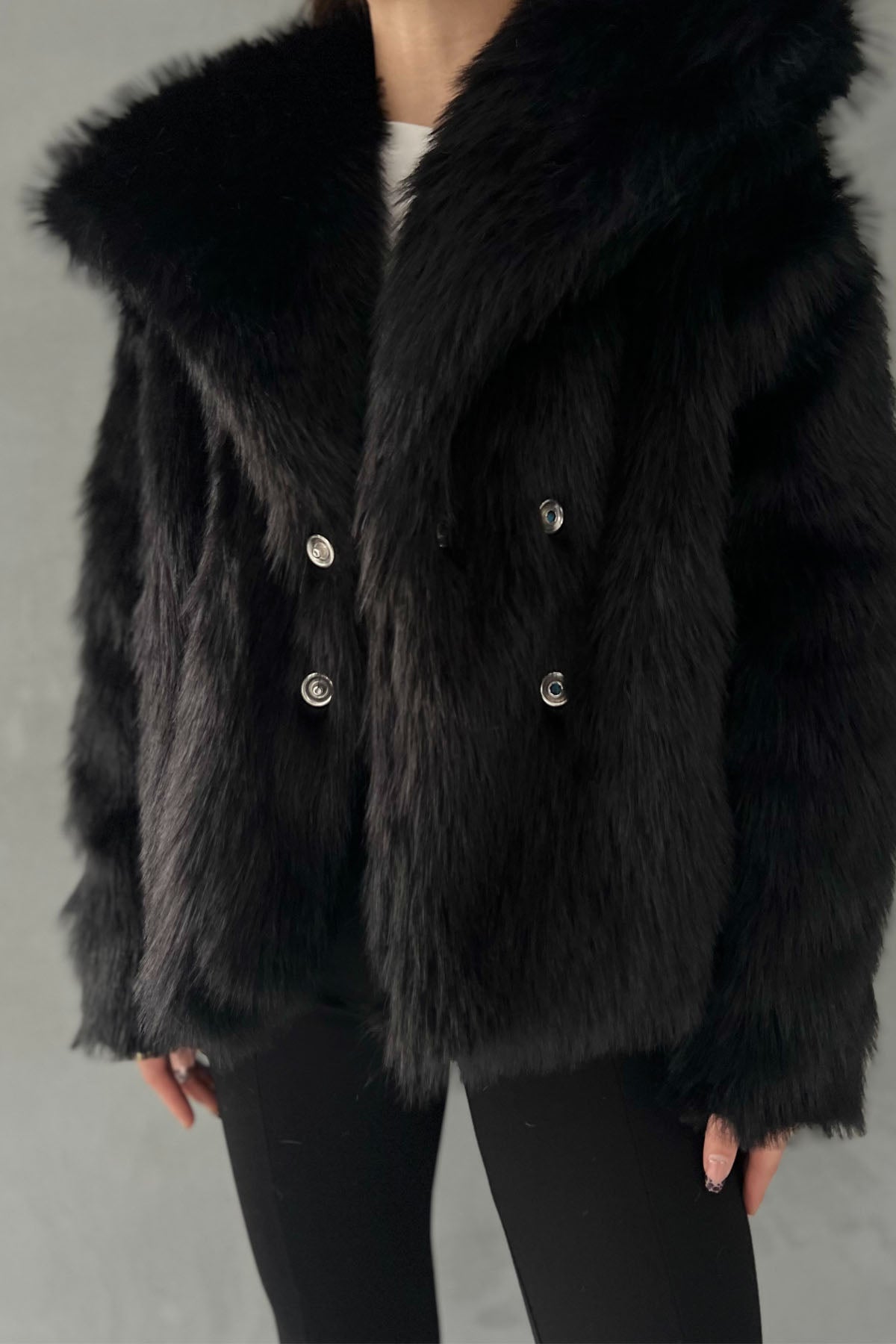 Siyah Kısa Suni Kürk Ceket SY-2429-Siyah