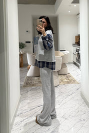 Gri Gömlek Detaylı Triko Pantolon Takım SY-3497-Gri