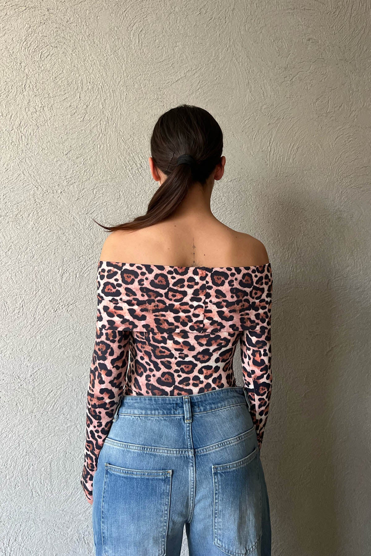 Leopar Madonna Yaka Çıtçıtlı Bodysüit SY-1624-Leopar