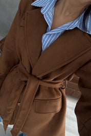 Taba Kuşaklı Süet Vintage Ceket SY-3485-Taba