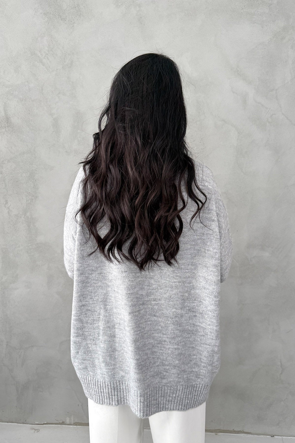 Gri Bisiklet Yaka Lastikli Pinterest Triko Kazak SY-3368-Gri