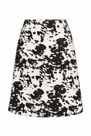 Kahve Desenli Saten Midi Etek SY-3886-Kahve