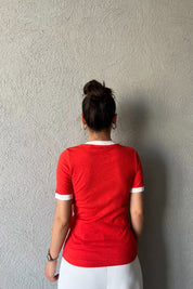 Turuncu 1968 Detaylı Marka Model Basic T-shırt SY-2069-Turuncu