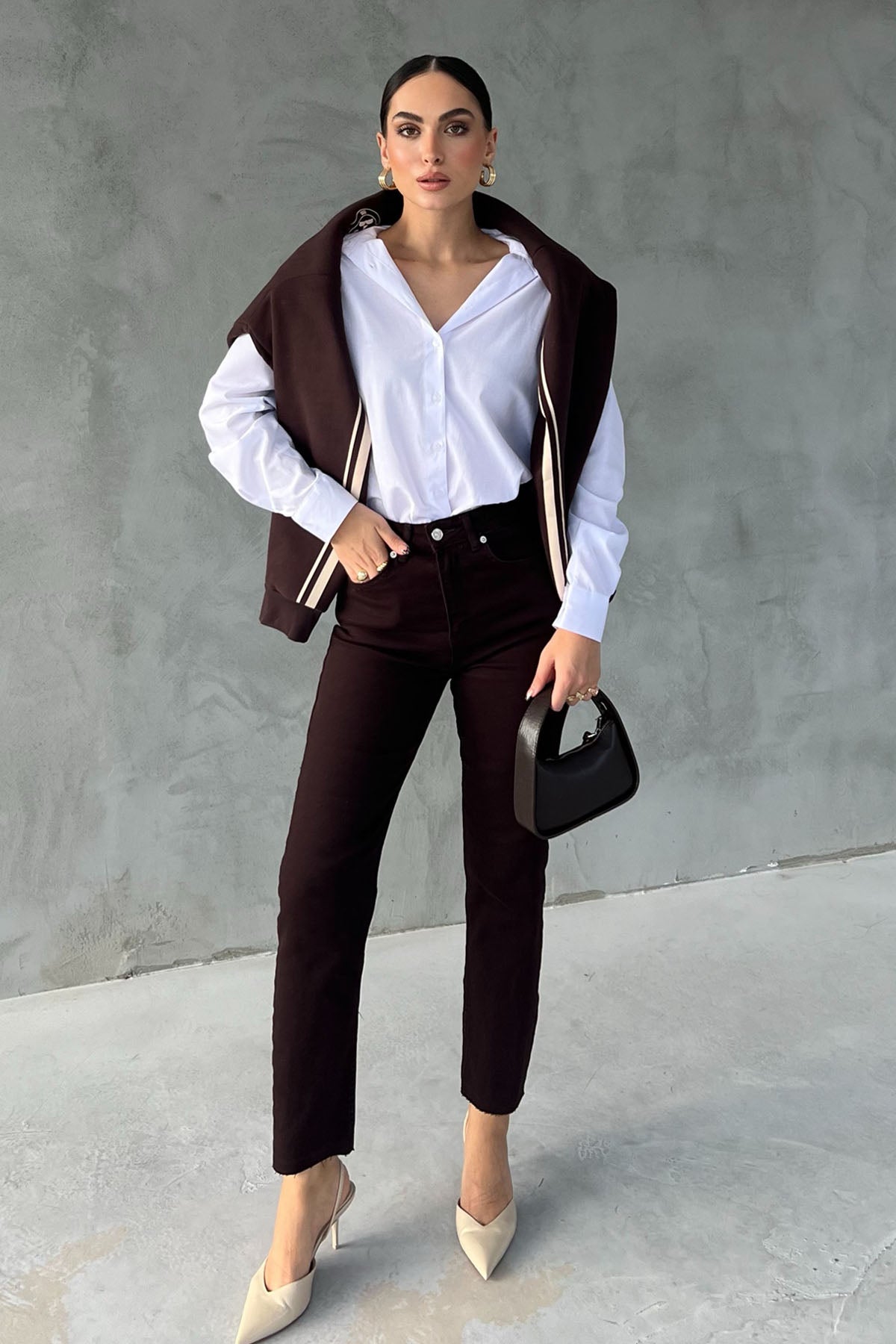 Acı Kahve Rennes Boy Fit Kesik Paça Jean SY-2713-Acı Kahve