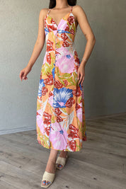 Desenli Sırt Dekolteli Elbise SY-2294-Desenli