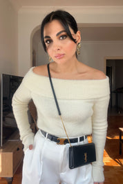 Ekru Madonna Yaka Yumoş Triko Kazak SY-2784-Ekru