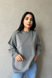 Gri Simli Bisiklet Yaka Sweat SY-1211-Gri