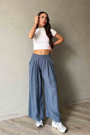 İndigo Beli Lastikli Free Modal Pantolon SY-2012-İndigo
