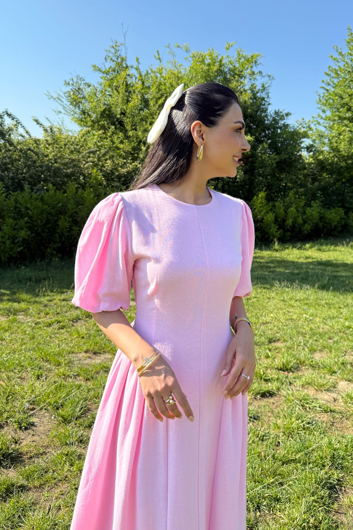 Pembe Girit Prenses Elbise SY-3178-Pembe