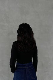 Siyah Bağlama Detaylı Crop Bluz SY-2417-Siyah